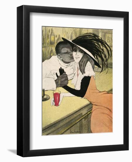 Mixed Race Couple, Cafe-Walter Schnackenberg-Framed Art Print