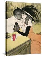 Mixed Race Couple, Cafe-Walter Schnackenberg-Stretched Canvas