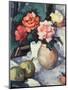 Mixed Roses in a Brown Vase with a Cup, Saucer and Apples, 1928-Samuel John Peploe-Mounted Premium Giclee Print