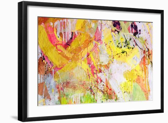 Mixed Technics, Expression Abstract Painting-dpaint-Framed Art Print