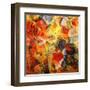 Mixed Technics, Expression Abstract Painting-dpaint-Framed Art Print