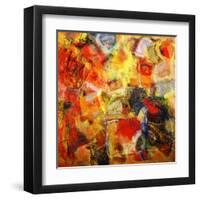 Mixed Technics, Expression Abstract Painting-dpaint-Framed Art Print