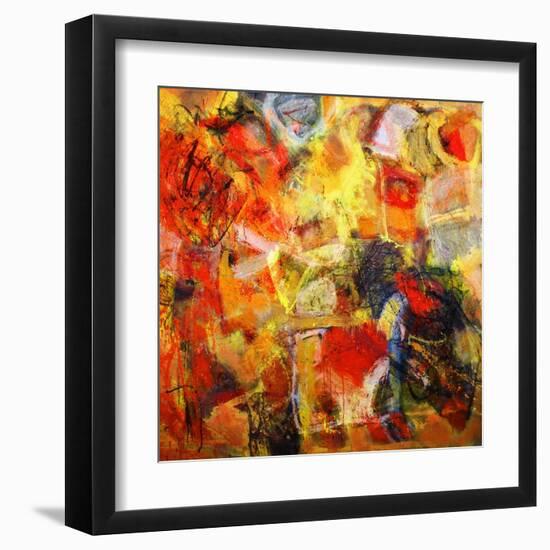 Mixed Technics, Expression Abstract Painting-dpaint-Framed Art Print