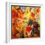 Mixed Technics, Expression Abstract Painting-dpaint-Framed Art Print