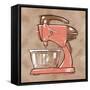 Mixer coral & brown-Larry Hunter-Framed Stretched Canvas