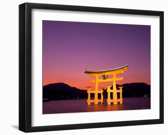 Miyajima Island, Itsukushima Shrine, Torii Gate, Night View, Honshu, Japan-Steve Vidler-Framed Premium Photographic Print