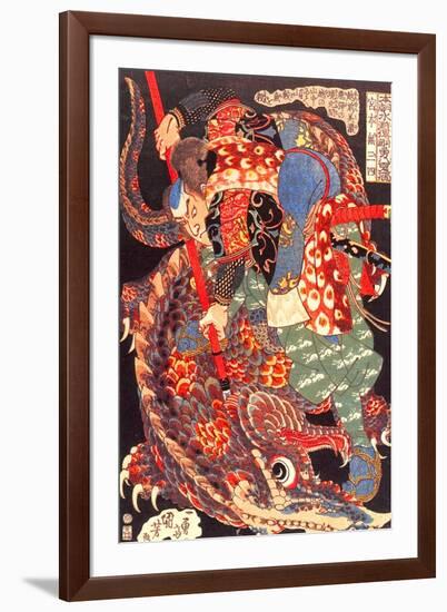 Miyamoto Musashi Killing a Giant Nue-Kuniyoshi Utagawa-Framed Giclee Print