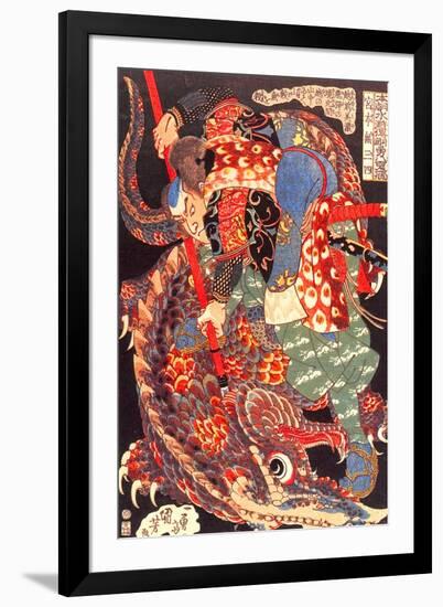 Miyamoto Musashi Killing a Giant Nue-Kuniyoshi Utagawa-Framed Giclee Print