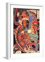 Miyamoto Musashi Killing a Giant Nue-Kuniyoshi Utagawa-Framed Giclee Print