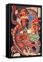 Miyamoto Musashi Killing a Giant Nue-Kuniyoshi Utagawa-Framed Stretched Canvas