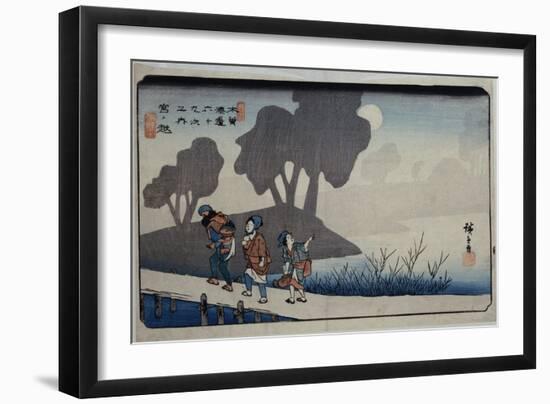 Miyanokoshi, Station 27', from the Series, 'Sixty-Nine Stations of the Kisokaido'-Utagawa Hiroshige-Framed Giclee Print