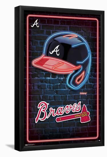 MLB Atlanta Braves - Neon Helmet 23-Trends International-Framed Poster