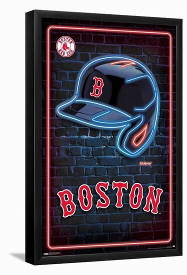 MLB Boston Red Sox - Neon Helmet 23-Trends International-Framed Poster