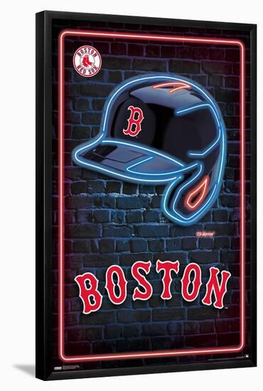 MLB Boston Red Sox - Neon Helmet 23-Trends International-Framed Poster