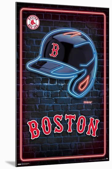 MLB Boston Red Sox - Neon Helmet 23-Trends International-Mounted Poster