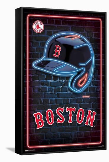 MLB Boston Red Sox - Neon Helmet 23-Trends International-Framed Stretched Canvas