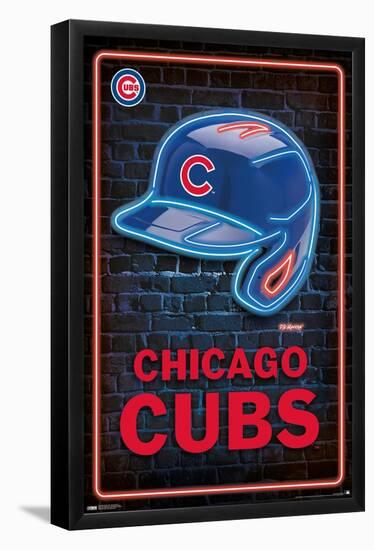 MLB Chicago Cubs - Neon Helmet 23-Trends International-Framed Poster