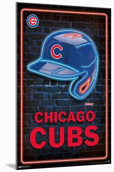 MLB Chicago Cubs - Neon Helmet 23-Trends International-Mounted Poster