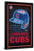 MLB Chicago Cubs - Neon Helmet 23-Trends International-Framed Poster