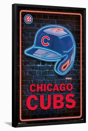 MLB Chicago Cubs - Neon Helmet 23-Trends International-Framed Poster