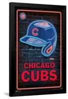 MLB Chicago Cubs - Neon Helmet 23-Trends International-Framed Poster