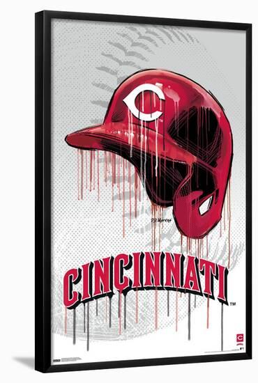 MLB Cincinnati Reds - Drip Helmet 22-Trends International-Framed Poster