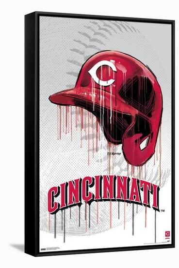 MLB Cincinnati Reds - Drip Helmet 22-Trends International-Framed Stretched Canvas