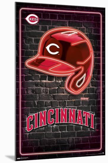 MLB Cincinnati Reds - Neon Helmet 23-Trends International-Mounted Poster
