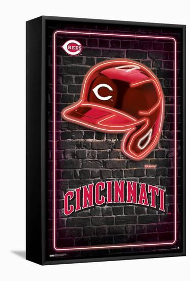 MLB Cincinnati Reds - Neon Helmet 23-Trends International-Framed Stretched Canvas