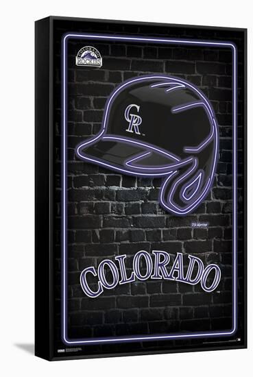 MLB Colorado Rockies - Neon Helmet 23-Trends International-Framed Stretched Canvas