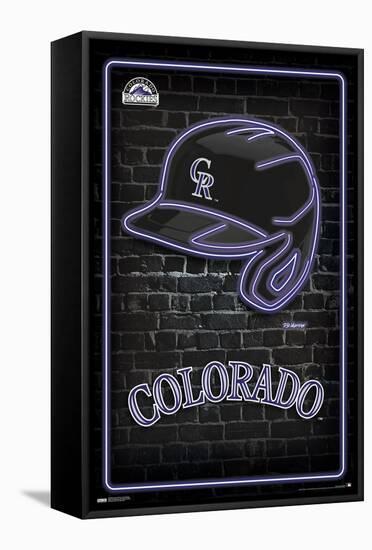 MLB Colorado Rockies - Neon Helmet 23-Trends International-Framed Stretched Canvas