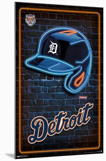 MLB Detroit Tigers - Neon Helmet 23-Trends International-Mounted Poster