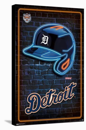 MLB Detroit Tigers - Neon Helmet 23-Trends International-Stretched Canvas