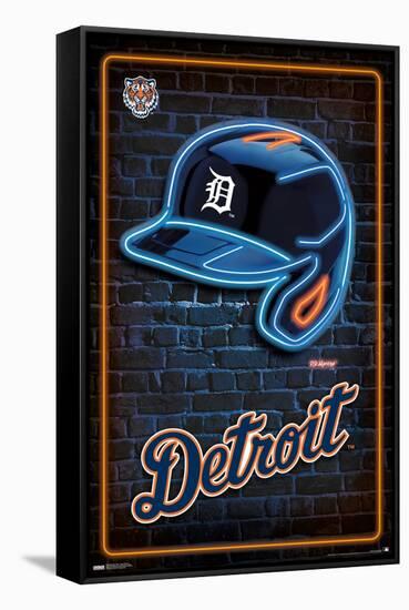 MLB Detroit Tigers - Neon Helmet 23-Trends International-Framed Stretched Canvas