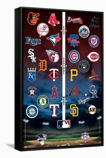 MLB League - Logos 24-Trends International-Framed Stretched Canvas