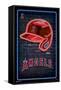 MLB Los Angeles Angels - Neon Helmet 23-Trends International-Framed Stretched Canvas