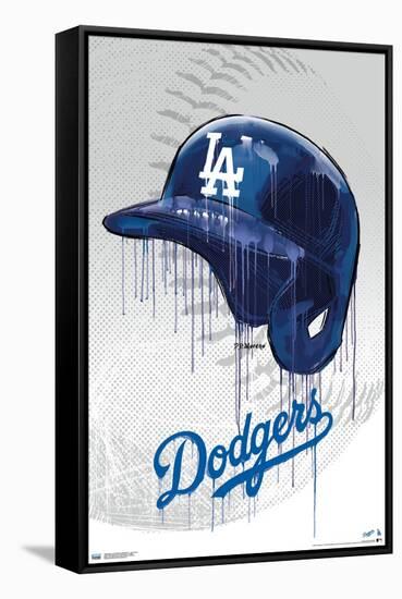 MLB Los Angeles Dodgers - Drip Helmet 20-Trends International-Framed Stretched Canvas