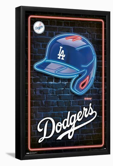 MLB Los Angeles Dodgers - Neon Helmet 23-Trends International-Framed Poster