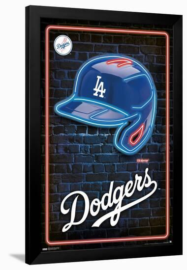 MLB Los Angeles Dodgers - Neon Helmet 23-Trends International-Framed Poster