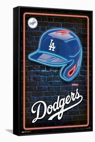 MLB Los Angeles Dodgers - Neon Helmet 23-Trends International-Framed Stretched Canvas