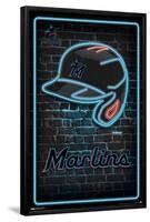 MLB Miami Marlins - Neon Helmet 23-Trends International-Framed Poster