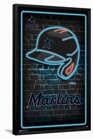 MLB Miami Marlins - Neon Helmet 23-Trends International-Framed Poster