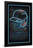 MLB Miami Marlins - Neon Helmet 23-Trends International-Framed Poster