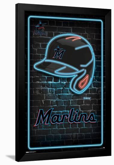 MLB Miami Marlins - Neon Helmet 23-Trends International-Framed Poster