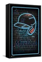 MLB Miami Marlins - Neon Helmet 23-Trends International-Framed Stretched Canvas