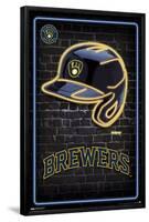 MLB Milwaukee Brewers - Neon Helmet 23-Trends International-Framed Poster