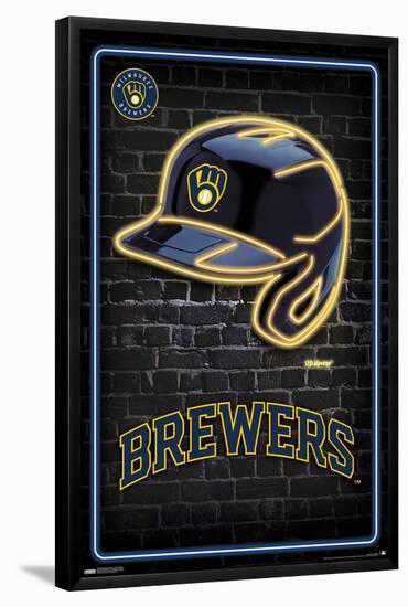 MLB Milwaukee Brewers - Neon Helmet 23-Trends International-Framed Poster