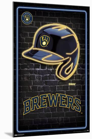 MLB Milwaukee Brewers - Neon Helmet 23-Trends International-Mounted Poster