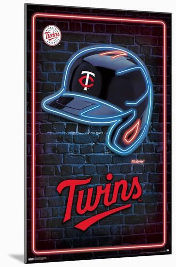 MLB Minnesota Twins - Neon Helmet 23-Trends International-Mounted Poster