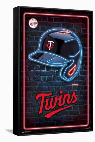 MLB Minnesota Twins - Neon Helmet 23-Trends International-Framed Stretched Canvas